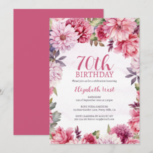 Bloemen Bloom Hot Pink 70e verjaardag Kaart