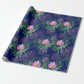 Bloemen Bloom Violet Waterverf Kunst Cadeaupapier (Uitgerold)