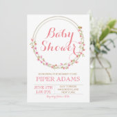  Bloemen Blush Baby shower Invitation Kaart (Staand voorkant)