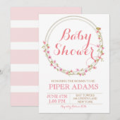  Bloemen Blush Baby shower Invitation Kaart (Voorkant / Achterkant)