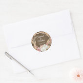 Bloemen Blush Boho Pampas Palm Rustiek Hout Bruilo Ronde Sticker (Envelop)