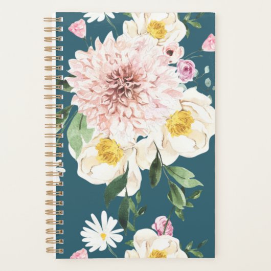 Bloemen blush groene spiraal planner (Voorkant)