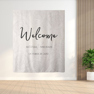 Bloemen Blush Kalligrafie Ampersand Groen Wandkleed