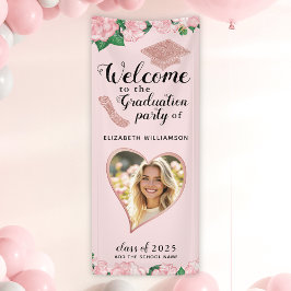 Bloemen Blush Roze Afstuderen Welkom Spandoek