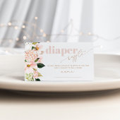 Bloemen blush roze baby shower luier loterij ticke informatiekaartje
