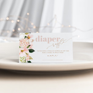 Bloemen blush roze baby shower luier loterij ticke informatiekaartje