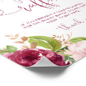 Bloemen blush roze bordeaux luier loterij Poster (Hoek)