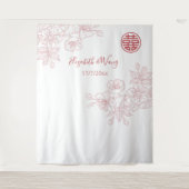 Bloemen Blush Roze Chinees Bruiloft Achtergrond Wandkleed (Voorkant)