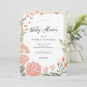 Bloemen Blush Roze groen Baby shower Kaart (Staand voorkant)
