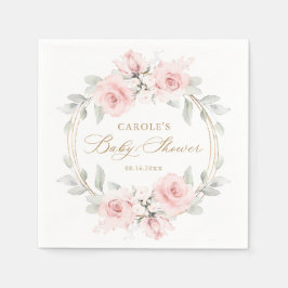 Bloemen Blush Roze Groen Goud Baby shower Servet