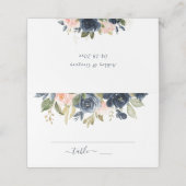 Bloemen Blush Roze & Navy Lijst Elegante bruiloft (Buitenkant ongevouwen)