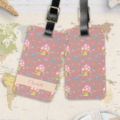 Bloemen Blush Roze Paddenstoel Patroon Naam Bagagelabel