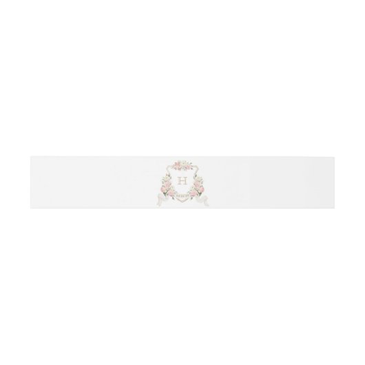 Bloemen Blush Rozen Groen Crest Monogram Bruiloft Uitnodigingen Wikkel (Vlak)