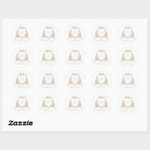 Bloemen Blush Rozen Monogram Crest Envelop Ronde Sticker (Vel)