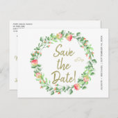Bloemen blush salie tuin krans bruiloft save date aankondigingskaart (Voorkant / Achterkant)