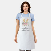 Bloemen Blush Waterverf Utensils Script Keuken Schort (Gedragen)