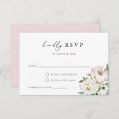 Bloemen Blush Witte Pioen Bruiloft RSVP Kaart (Voorkant / Achterkant)