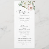 Bloemen Blush Witte Pioen Elegant Bruiloft Programma (Voorkant)