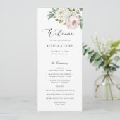 Bloemen Blush Witte Pioen Elegant Bruiloft Programma (Staand voorkant)