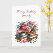  Bloemen  Boeken en Koffieverjaardag Kaart (Gele Bloem)