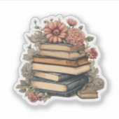 Bloemen  Boeken Waterdicht Sticker (Voorkant)