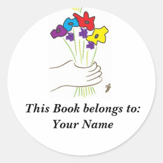 Bloemen, Boekenlabel Ronde Sticker
