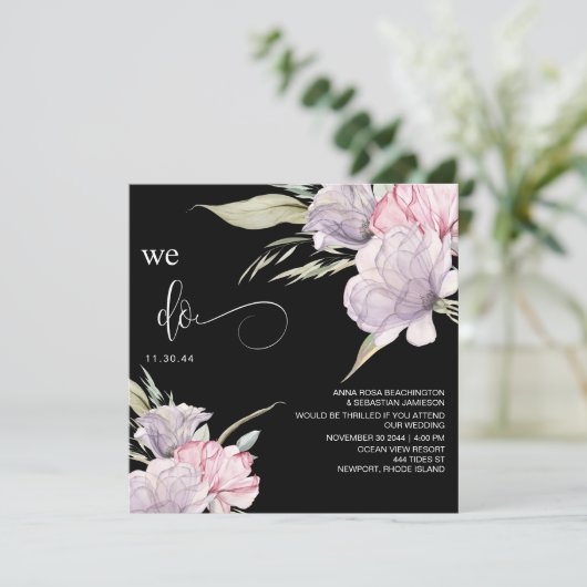 *~* Bloemen Boeket AR15 RSVP BLUSH QR BRUILOFT Kaart (Staand voorkant)