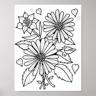 Bloemen Boeket Art Kleurplaat Art Poster