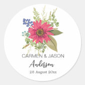 Bloemen Boeket Bruiloft Aangepaste naam Ronde Sticker (Voorkant)