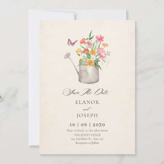 Bloemen boeket bruiloft save the date (Voorkant)