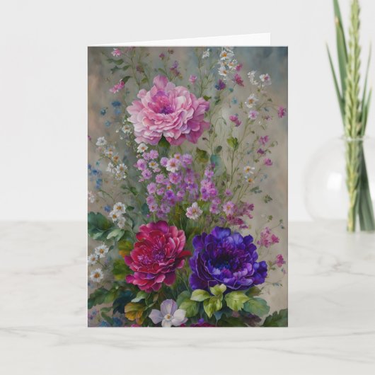 Bloemen Boeket Floral Art Note Kaart (Voorkant)