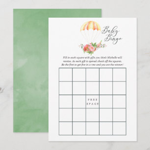 Bloemen Boeket Parachute Baby shower Bingo Kaart