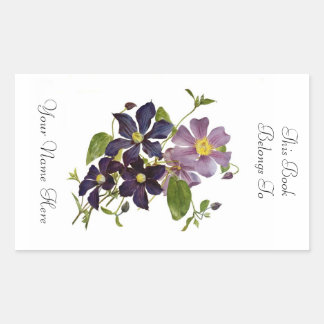 Bloemen Boekplaat Rechthoekige Sticker