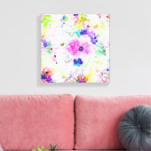 bloemen Boho Floral Waterverf Design Canvas Afdruk (Insitu (Woonkamer))