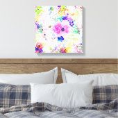 bloemen Boho Floral Waterverf Design Canvas Afdruk (Insitu (Slaapkamer))