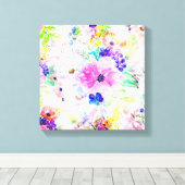 bloemen Boho Floral Waterverf Design Canvas Afdruk (Insitu (Houten vloer))