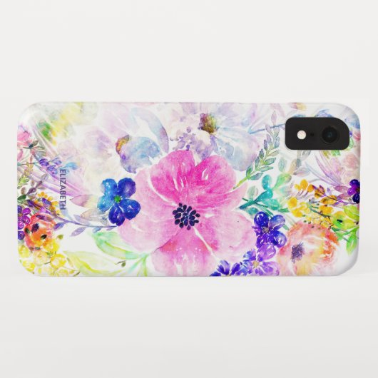bloemen Boho Floral Waterverf Design Case-Mate iPhone Case (Achterkant (horizontaal))