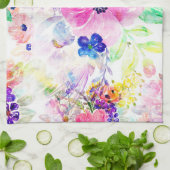  bloemen Boho Floral Waterverf Design Theedoek (Gevouwen)