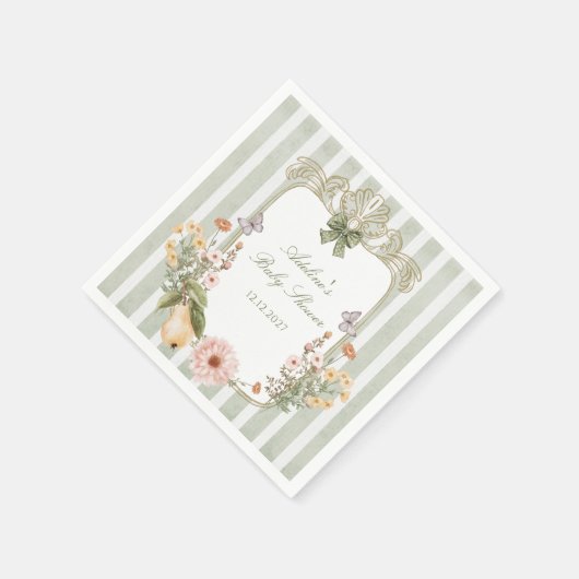 Bloemen Boho Sage Green Baby shower Servet (Hoek)
