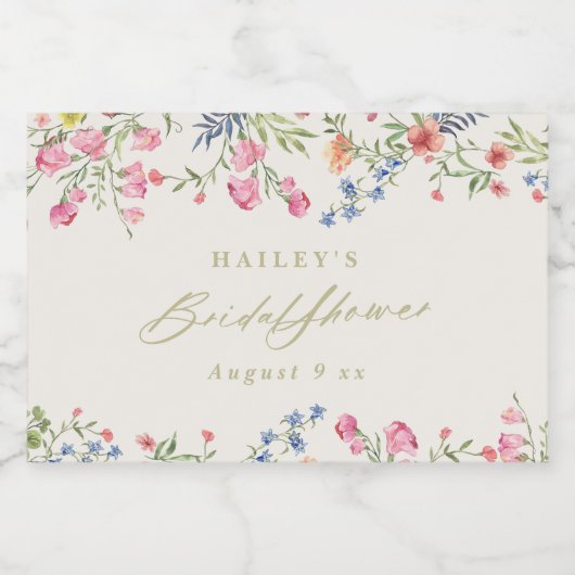 Bloemen Boho Spring bruiloft vrijgezellenfeest Sparkling Wijnetiket (Enkel label)