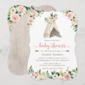 Bloemen Boho Teepee Chic Arrows Tribal Baby shower Kaart (Voorkant / Achterkant)