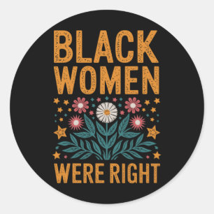 Bloemen Boho Weerstaan Anti Trump Zwarte Vrouwen W Ronde Sticker