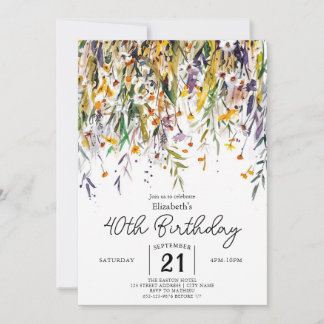 Bloemen Boho Wildbloemen 40e verjaardag Kaart