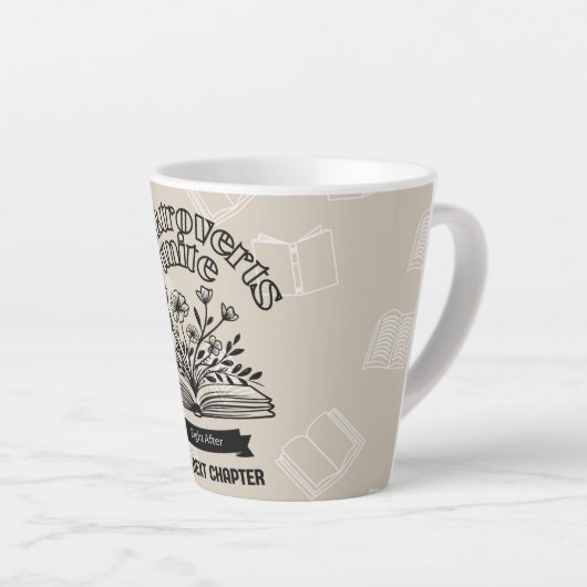 Bloemen "Booktroverts Unite" Latte Mok (Rechterhoek)
