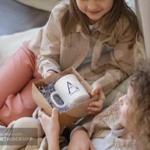 Bloemen Bord Roze Waterverven Boeket Monogram Mok