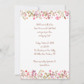 Bloemen Border Roze Tuin Handgeschreven bruiloft Kaart (Voorkant)