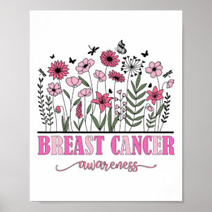 Bloemen Borstkanker Bewustzijn Vrouwen Kanker Over Poster