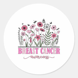 Bloemen Borstkanker Bewustzijn Vrouwen Kanker Over Ronde Sticker