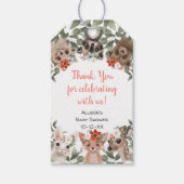 Bloemen bosdieren bos meisje baby shower cadeaulabel (Voorkant)