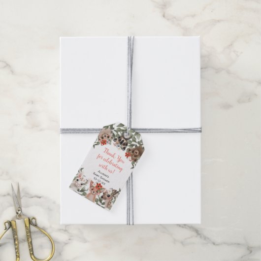 Bloemen bosdieren bos meisje baby shower cadeaulabel (Met Touw)